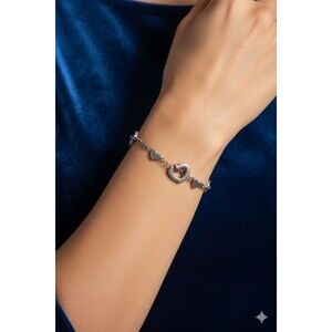 Tiffany & Co. 925 Sterling Silver Heart Link Toggle Bracelet Signed Authentic